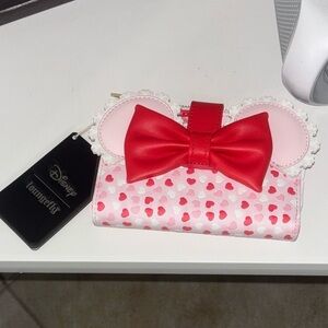 Loungefly Pink and Red Heart Kids Wallet